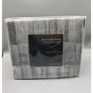 Hudson Park Collection Brushed Texture Stripe KING Duvet Cover New